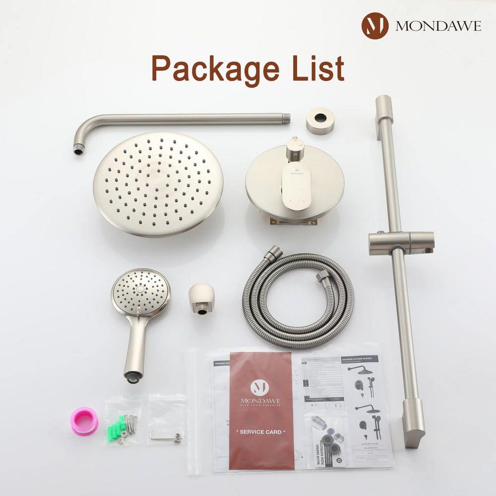 Brushed Nickel Adjustable Height Rainfall Shower System with Handheld