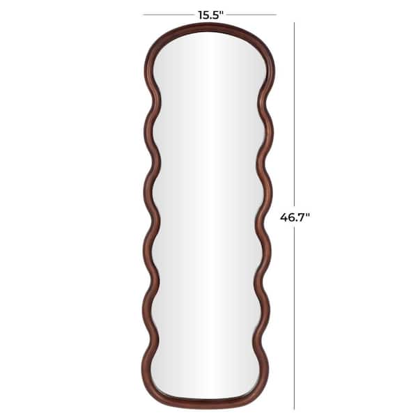 47 in. x 16 in. Handmade Wavy Oval Framed Dark Brown Wall Mirror