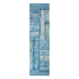 S Series 24 in. x 84 in. Worn Navy Finished DIY Solid Wood Sliding Barn Door Slab - Hardware Kit Not Included