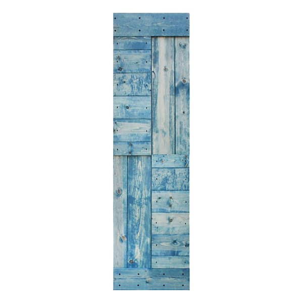 ISLIFE S Series 24 in. x 84 in. Worn Navy Finished DIY Solid Wood Sliding Barn Door Slab - Hardware Kit Not Included