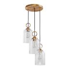 Dianne 3-Light Gold Pendant with Clear Bell Shaped Shades