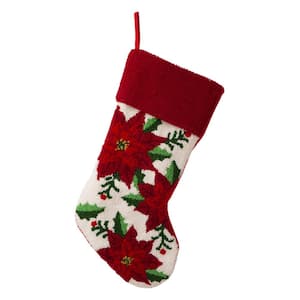 21.00 in. H Acrylic/PolyesterPoinsettia Hooked Stocking