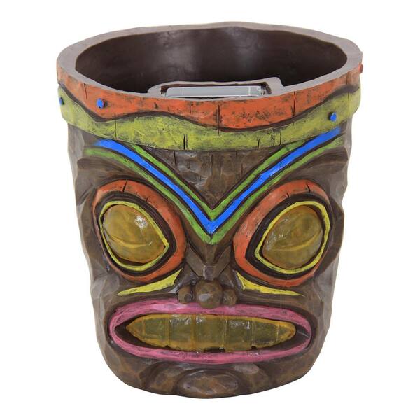 Exhart Solar Orange Tiki Face Planter