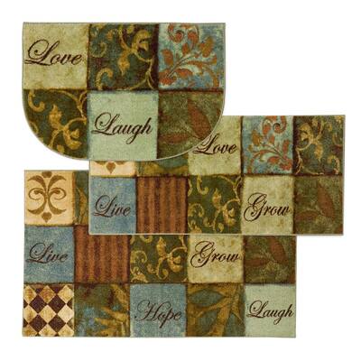 Les Fleurs La Terre Multi 3 ft. x 4 ft. 3-Piece Indoor Rug Set