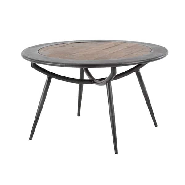 Litton Lane 30 in. Grey Round Metal Industrial Coffee Table