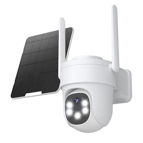 Wireless Outdoor Security Camera w 2K HD 6W Solar Panel WiFi6 24/7 Record 360°PTZ Auto-Track 90 ft. Detection Range