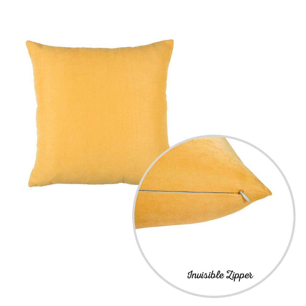 Yellow Polyester 22" Square Pillow Covers Set of 4