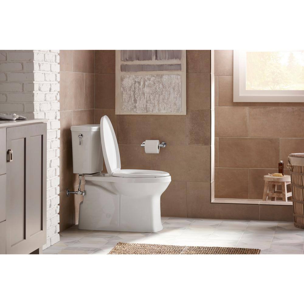 White High Efficiency Elongated Two-Piece Toilet with Skirted Trapway