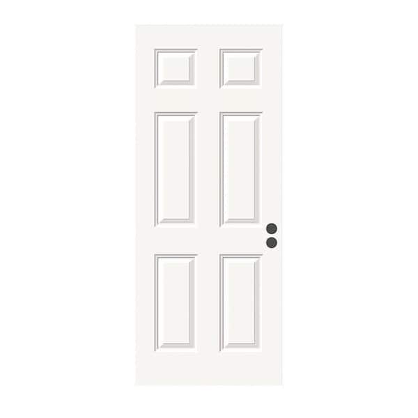 36 in. x 80 in. 6-Panel Primed Premium Steel Front Door Slab