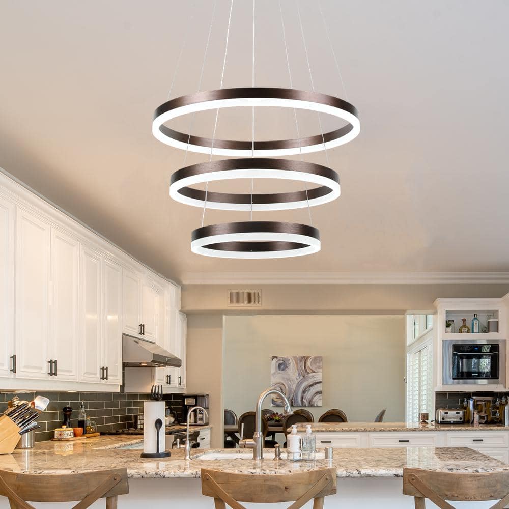 Maxax Brown 3-Light LED Modern Chandelier