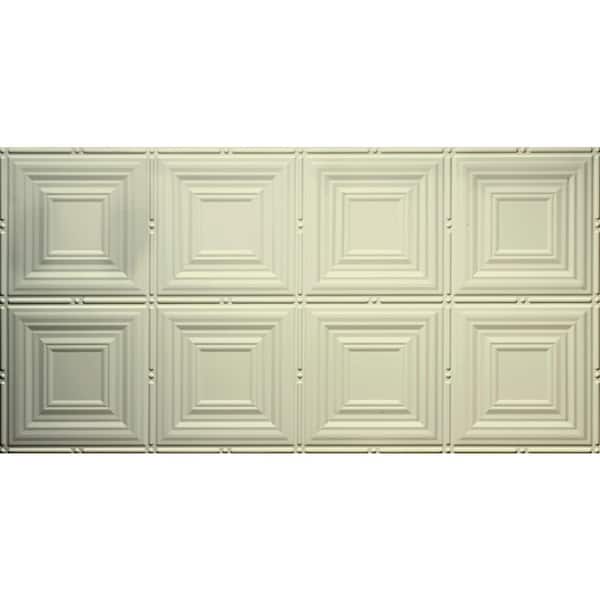 Global Specialty Products Dimensions 2 ft. x 4 ft. Glue Up Tin Ceiling Tile in Creme