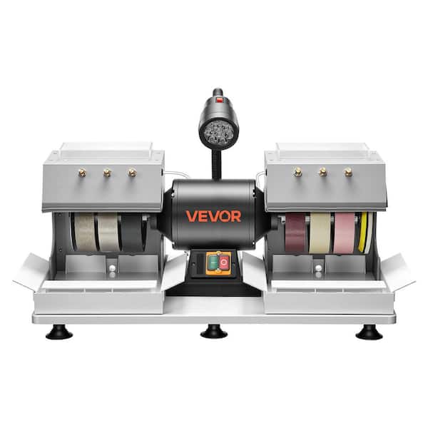 Cabbing Machine, 6 in. 2HP 1800rpm Efficient, Corded Lapidary Rock Grinder Polisher With Lamp and Water Pump