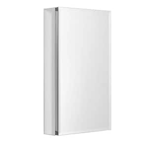 15 in. W x 26 in. H Rectangular Silver Aluminum Recessed/Surface Mount Medicine Cabinet with Mirror and Adjustable shelf
