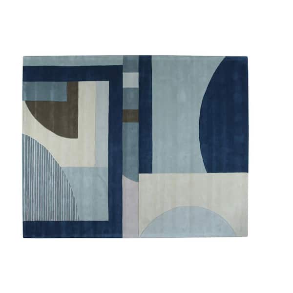 Multicolored 7 ft. 9 in. x 9 ft. 9 in. Hand-Tufted Wool Contemporary Modern Rug Area Rug