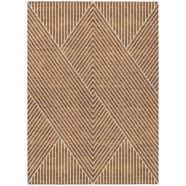 Chantille Machine Washable Indoor/Outdoor Abstract ACN937 Terracotta 3 ft. x 5 ft. Area Rug