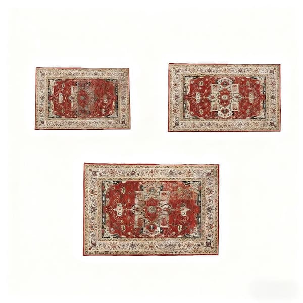 6 ft. x 9 ft. Yellow Red Abstract Washable for Bedroom, Dining Room, Living Room Area Rug