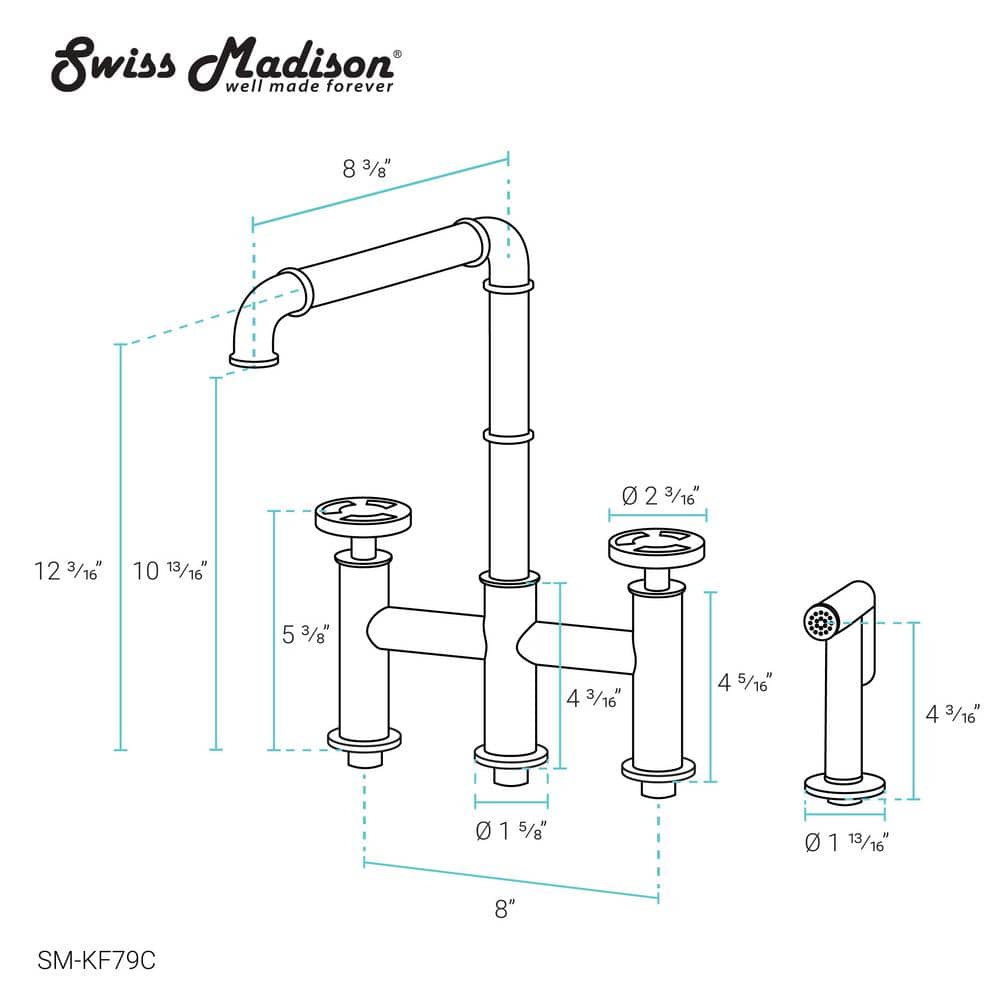 Avallon Pro Chrome Widespread Kitchen Faucet with Side Sprayer