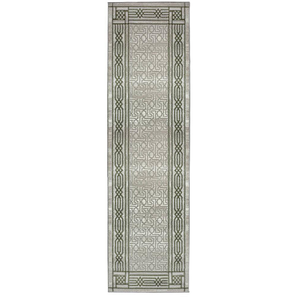 Davide 1231 Transitional Bordered Green 2 ft. x 8 ft. Runner Area Rug