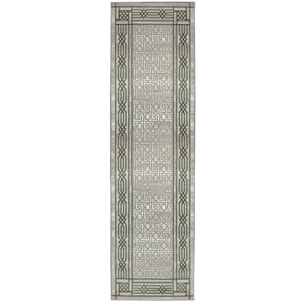 Davide 1231 Transitional Bordered Green 2 ft. x 8 ft. Runner Area Rug