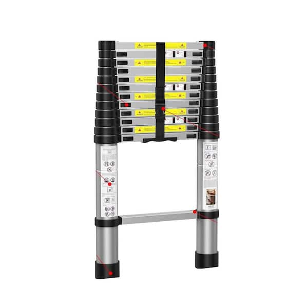 Telescoping Extension Ladder Reach 12.5 ft. Aluminum Telescopic with Carry Bag for Indoor Outdoor Use Maximum Load 330lb