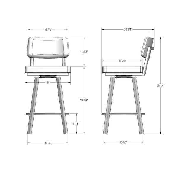 Alek 27 in. Light Beige PVC/Black Metal High Back Swivel Counter Stool