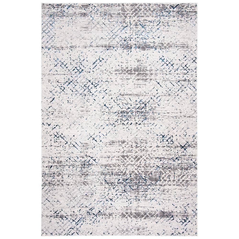 Amalfi 5'3" x 7'6" Gray and Navy Abstract Wool Rug