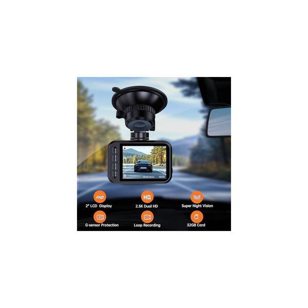 O3 Pro 3-Channel Dash Cam - Front, Rear & Inside 2.5K, 5GHz WiFi, 64GB Card, Parking Mode