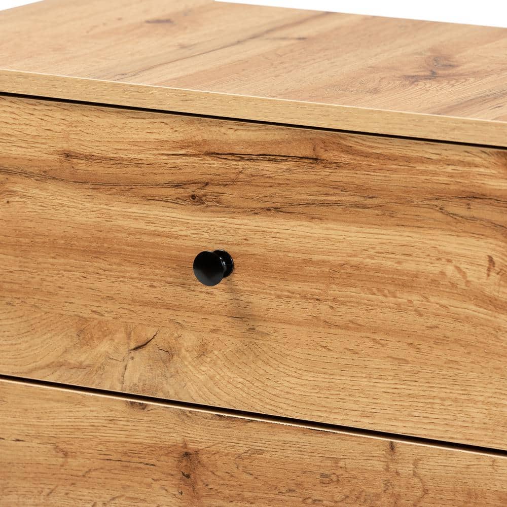Decon Oak Brown Wood 3-Drawer Modern Storage Chest