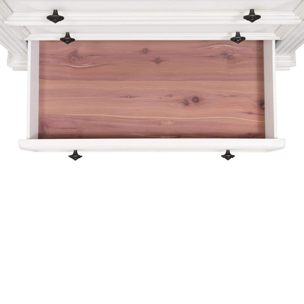 White Transitional 7-Drawer Dresser with Felt Lined Top Drawers