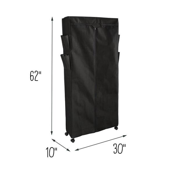 Honey-Can-Do - 64.37 in. H 30-Pair Black Polyester and Steel Shoe Rack with Cover