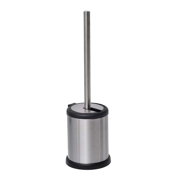 Bath Toilet Bowl Brush Holder with Folding Lid Stainless Steel