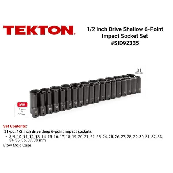 1/2 in. Drive Deep 6-Point Impact Socket Set, 31-Piece (8 mm - 38 mm)