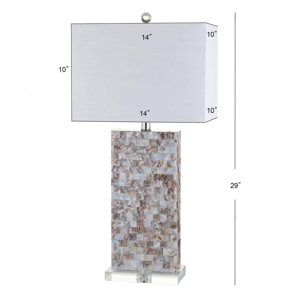 Natural Capiz Shell and Chrome Rectangle Nightstand Lamp