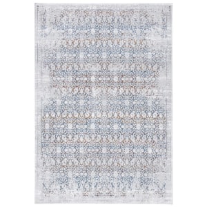 Craft Gray/Blue 5 ft. x 8 ft. Distressed Border Area Rug