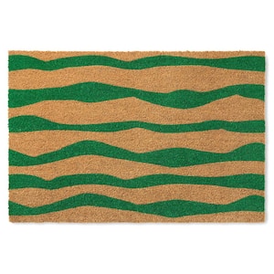 Ravine Abstract Green 18 in. x 30 in. Mountain Coir Door Mat
