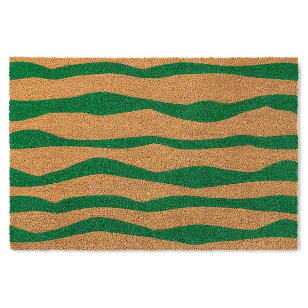 TOWN & COUNTRY LIVING Ravine Abstract Green 18 in. x 30 in. Mountain Coir Door Mat
