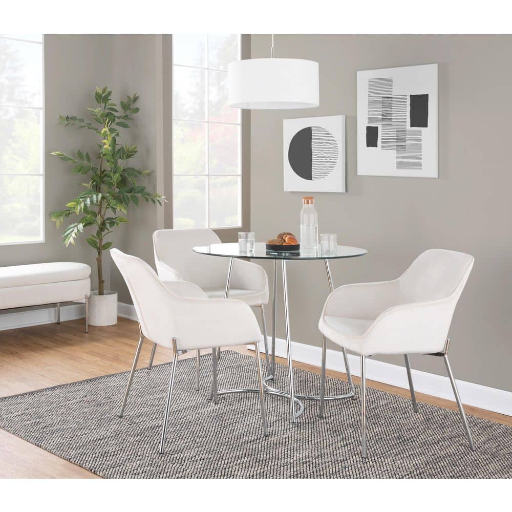 Daniella Cream Velvet and Chrome Metal Dining Chair (Set of 2) price history on PriceWatchPro