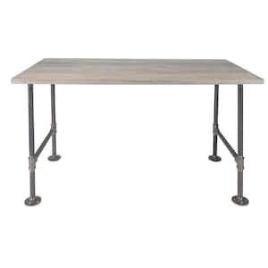 24 in. x 48 in. x 29.88 in. Riverstone Grey Restore Wood Office Desk with Industrial Steel Pipe Legs