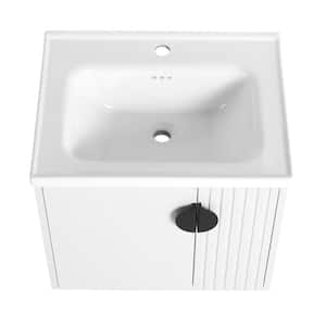 23.8 in. W x 18.5 in. D x 20.7 in. H Wall-Mounted Bath Vanity in White with White Ceramic Vanity Top