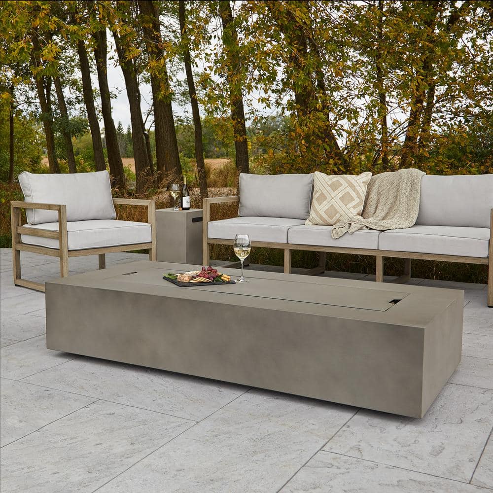 Aegean 70" Mist Gray Gas Fire Pit Table with Conversion Kit