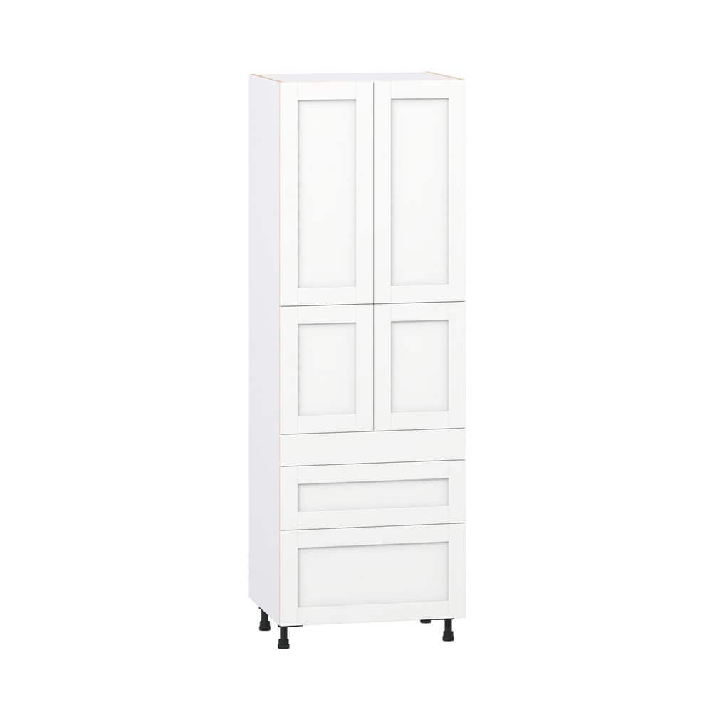 Milton 30 in. W x 24 in. D x 89.5 in. H Assembled Shaker Pantry Kitchen Cabinet in Bright White with 3 Drawers price history on PriceWatchPro