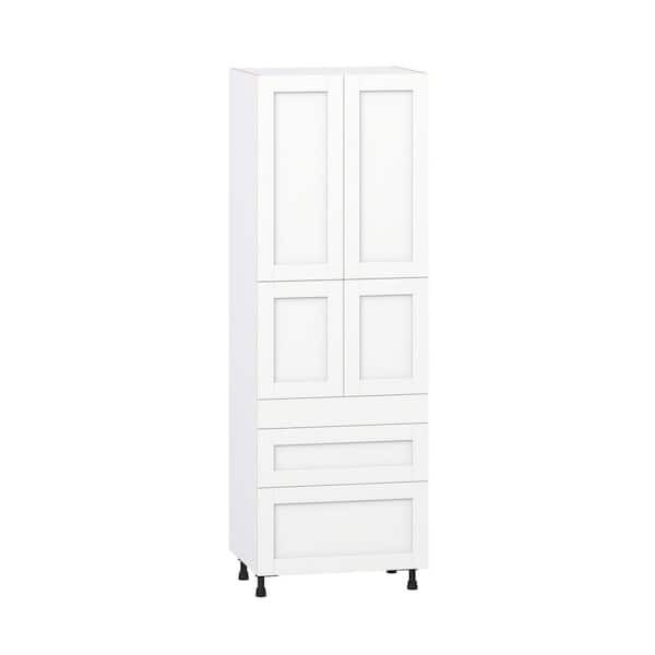 Milton 30 in. W x 24 in. D x 89.5 in. H Assembled Shaker Pantry Kitchen Cabinet in Bright White with 3 Drawers