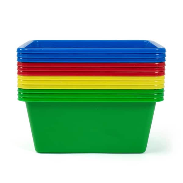 Humble Crew 5.25 in. H Kid's Primary Colors Small Plastic Storage Bins (Set of 12)