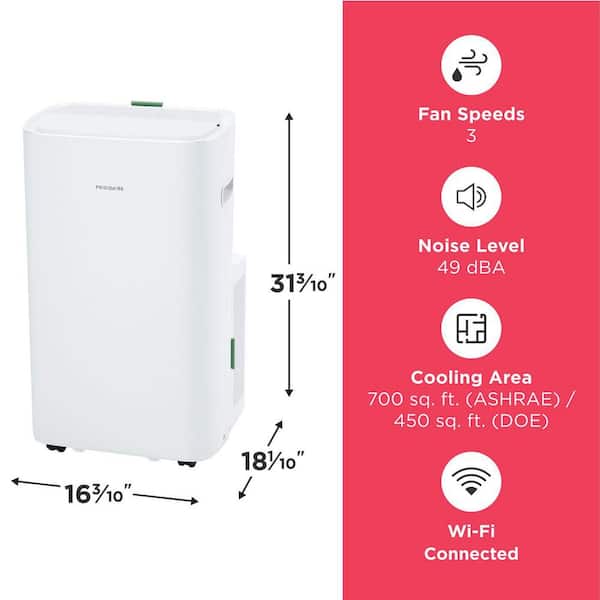 10,000 BTU (DOE) Portable Air Conditioner with Dehumidifier and WiFi in White