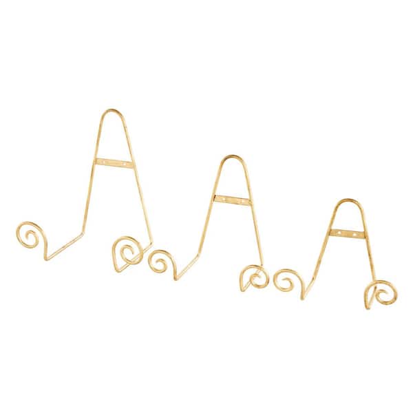 Litton Lane Gold Metal Tabletop and Hanging Wall Rack Display Scroll Easel (3-Pack)
