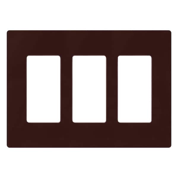 Lutron Claro 3 Gang Wall Plate for Decorator/Rocker Switches, Gloss, Brown (CW-3-BR) (1-Pack)