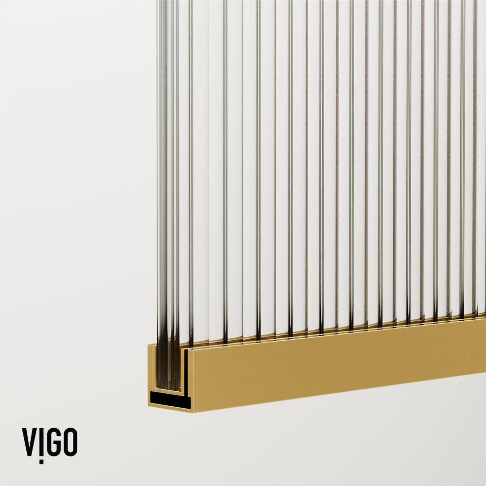 Zenith 34" Matte Gold Frameless Fluted Glass Shower Screen