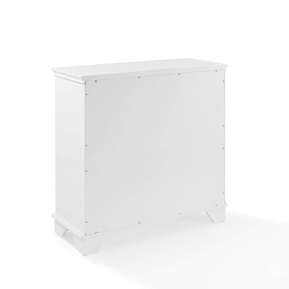 White Faux-Louvered Living Room Cabinet with Adjustable Shelving