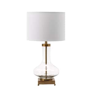Hendry 23 in. Brass Glass Contemporary Table Lamp with Shade