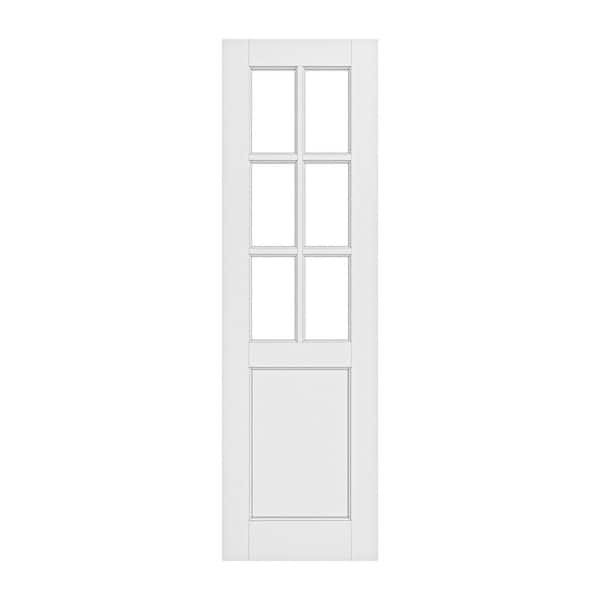 24 in. x 80 in. 6-Lite Tempered Clear Glass and Solid Core Manufacture Wood White Primed Interior Door Slab